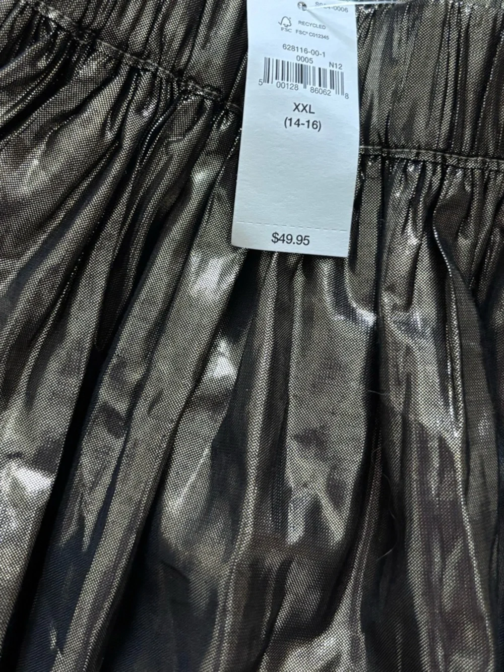 NWT Gap Kids metallic balloon skirt in a gunmetal gray color -XXL 14/16